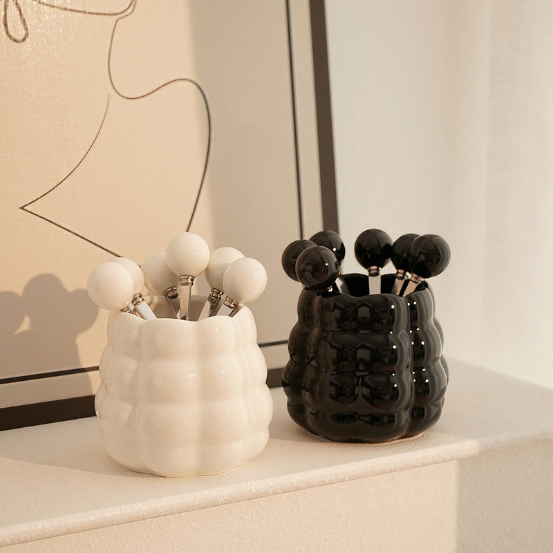 Ceramic Pearl Fruit Fork Set