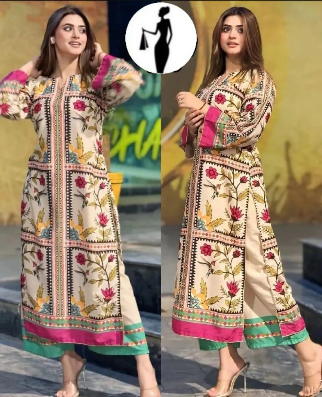 2 PC Women's Stitched Swiss Lawn Printed Co-Ord set