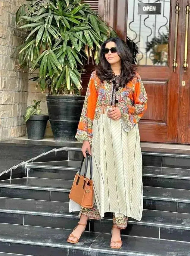 2 PC Women's Stitched Swiss Lawn Digital Print Shirt and Trouser