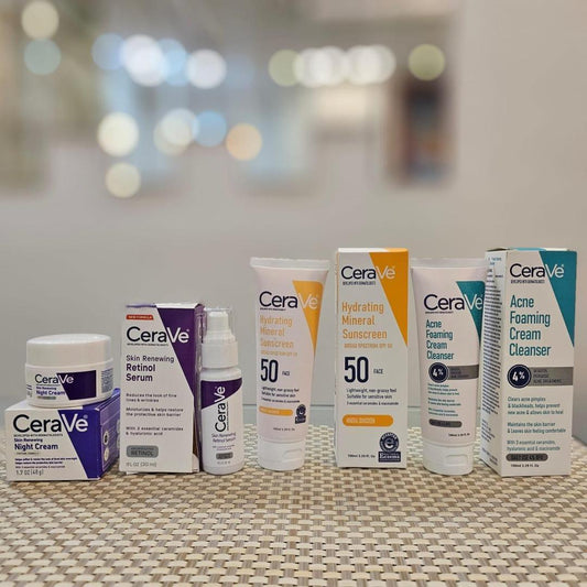 Cerave 4 In 1 Skincare Kit Night Cream, Sunblock, Cleanser & Serum For Radiant Skin