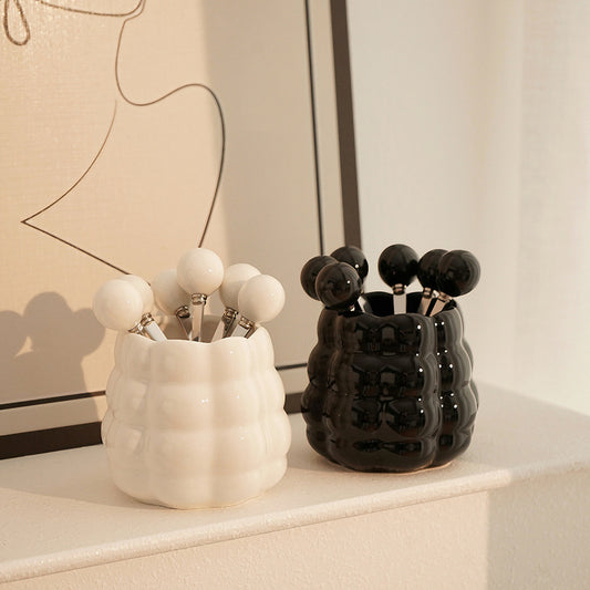 Ceramic Pearl Fruit Fork Set