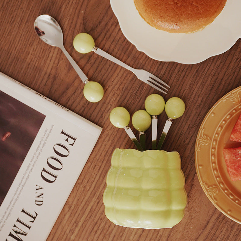 Ceramic Pearl Fruit Fork Set