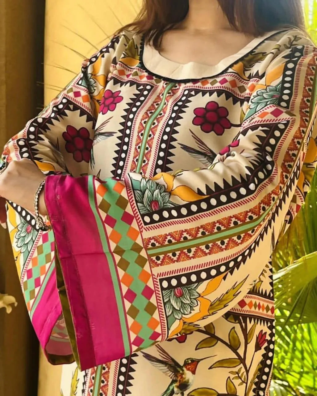 2 PC Women's Stitched Swiss Lawn Printed Co-Ord set