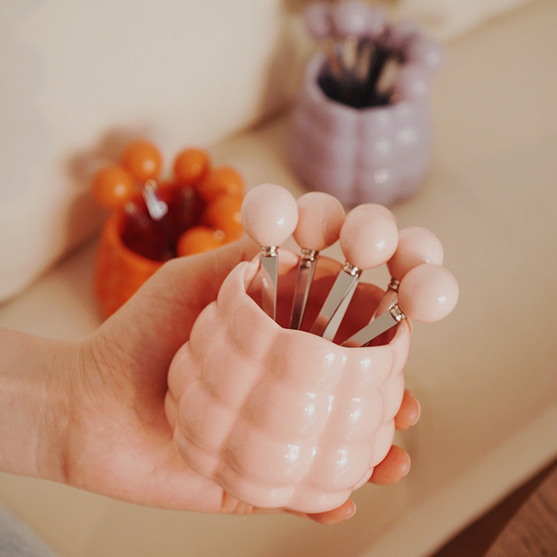 Ceramic Pearl Fruit Fork Set