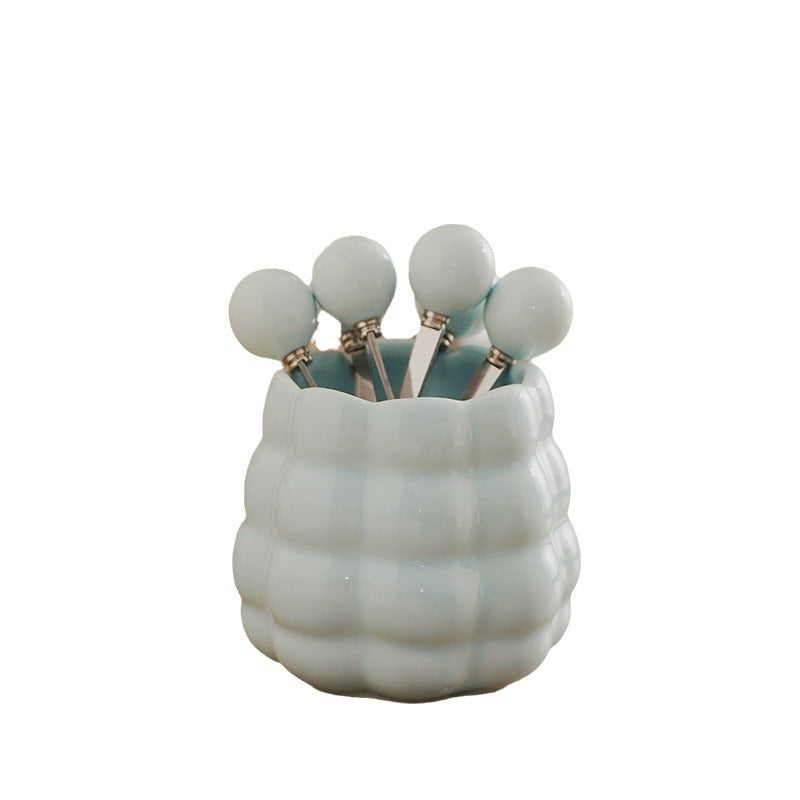 Ceramic Pearl Fruit Fork Set