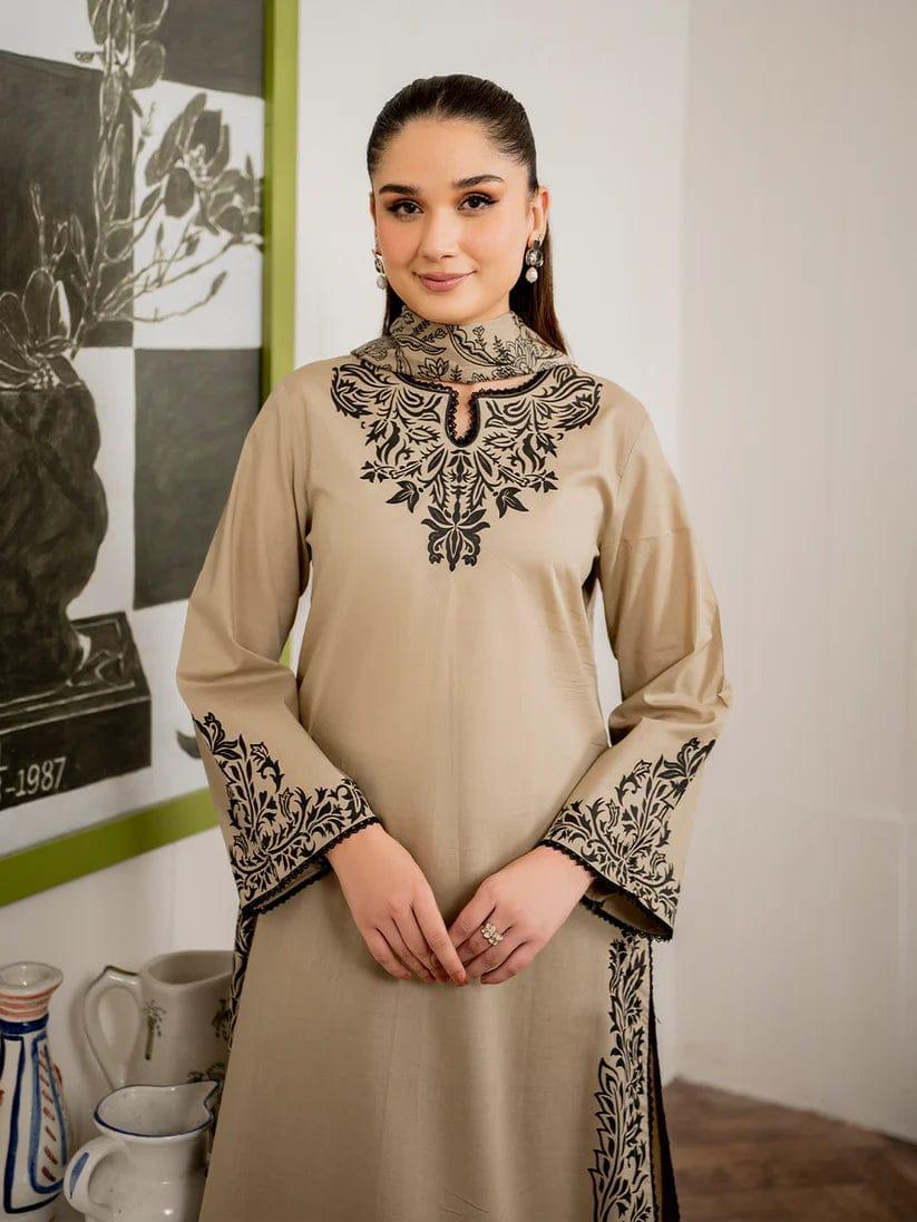 3 PC Women's Unstitched Embroidered Suit