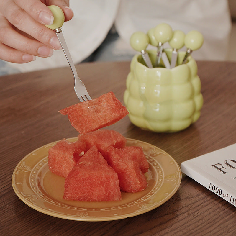 Ceramic Pearl Fruit Fork Set